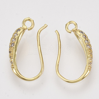 Brass Micro Pave Cubic Zirconia Earring Hooks ZIRC-Q022-035G-NF-1