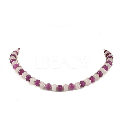 Dyed Natural White Jade Rondelle Beaded Necklaces for Women NJEW-JN06683-1