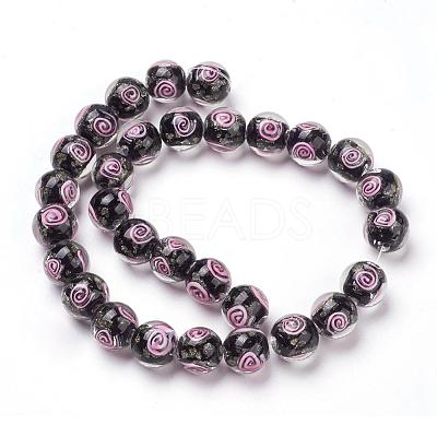 Handmade Gold Sand Lampwork Beads Strands LAMP-L072-G02-1