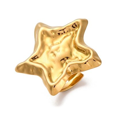 Ion Plating(IP) 304 Stainless Steel Star Open Cuff Rings RJEW-M047-06G-1