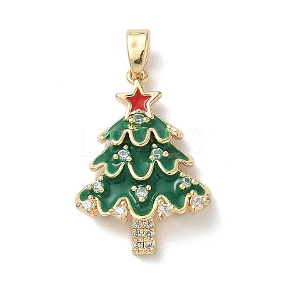 Christmas Brass Micro Pave Cubic Zirconia Pendants KK-K305-07A-02-1