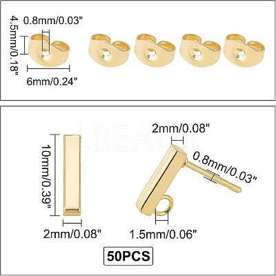 304 Stainless Steel Stud Earring Findings STAS-UN0019-62G-1