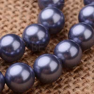Polished Round Grade A Shell Pearl Bead Strands BSHE-M027-8mm-M-1