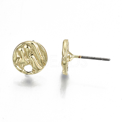 Rack Plating Hammered Alloy Stud Earring Findings PALLOY-N155-69-NR-1