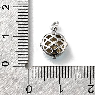 Flat Round Brass with Glass Charms KK-G525-01P-02-1