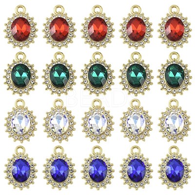10Pcs Alloy Rhinestone Pendants ALRI-YW0001-25A-1