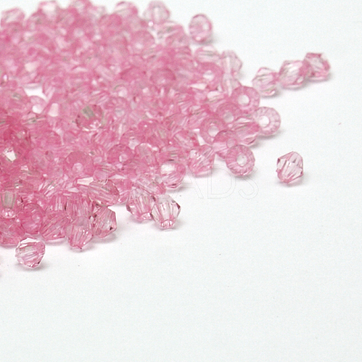 Faceted Bicone Transparent Acrylic Beads DBB4mm015-1