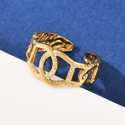 304 Stainless Steel Cuff Open Rings for Women RJEW-H255-01G-01-1
