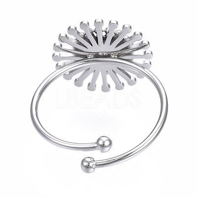 Non-Tarnish 304 Stainless Steel Open Cuff Finger Ring Cabochon Settings STAS-T060-14P-1