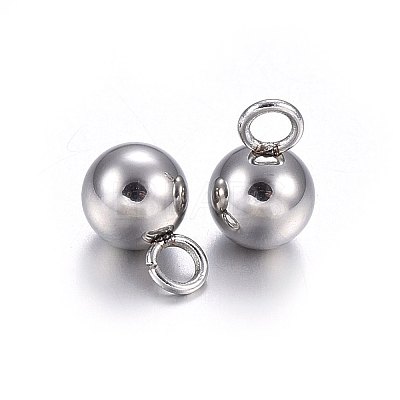 Tarnish Resistant 304 Stainless Steel Sphere Charms X-STAS-O107-04P-A-1