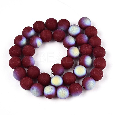 Frosted Opaque Glass Beads Strands GLAA-T032-P10mm-MBB05-1