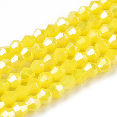 Opaque Solid Color Electroplate Glass Beads Strands EGLA-A039-P2mm-B05-1