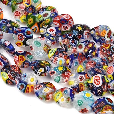 Handmade Millefiori Glass Heart Bead Strands LK-P017-14-1