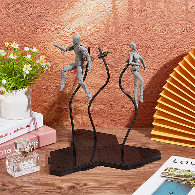 Plastic Doll Stands with Adjustable Snake Bone Bracket ODIS-WH0002-90-1