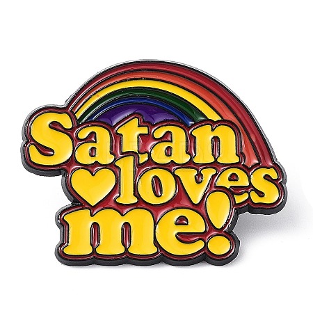 Pride Rainbow with Word Satan Loves Me Cartoon Enamel Pin JEWB-L014-03-1