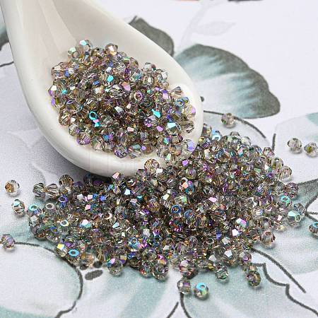 Full Rainbow Plated Transparent Electroplate Glass Beads EGLA-M030-02A-FR03-1