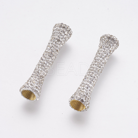 Polymer Clay Rhinestone Tube Beads RB-K054-10B-1