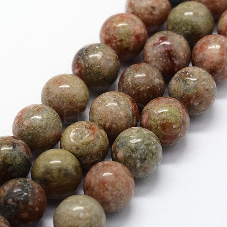 Natural Unakite Beads Strands G-I199-19-6mm-1