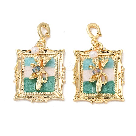 Brass Random Color Glass Pendants KK-Q030-05B-G-1