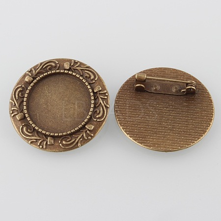 Vintage Alloy Brooch Cabochon Bezel Settings X-PALLOY-O038-32AB-NF-1