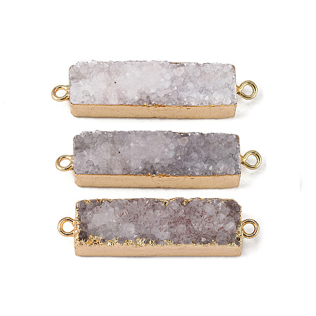 Electroplated Natural Druzy Agate Links/Connectors G-G656-02F-1