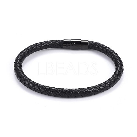 Man's Braided Leather Cord Bracelets BJEW-JB04255-01-1