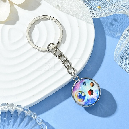 Round Glass Beads Keychain KEYC-YW00066-06-1