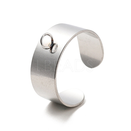 304 Stainless Steel Open Cuff Ring Components STAS-Z091-03P-01-1
