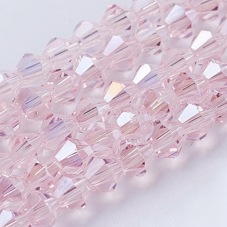 Transparent Electroplate Glass Beads Strands EGLA-A039-T4mm-B26-1