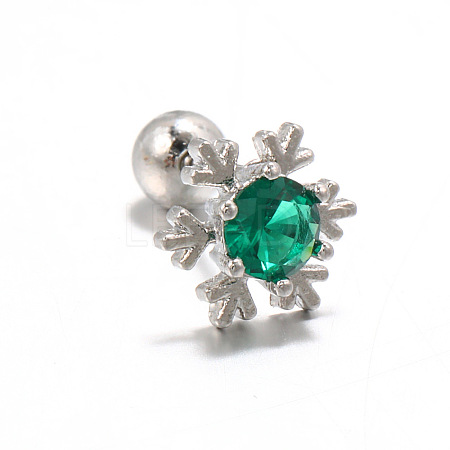 Snowflake Brass Cubic Zirconia Stud Earrings FS-WGD4C14-12-1