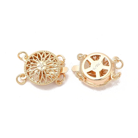 Rack Plating Flower Brass Box Clasps KK-QA183-99G-1