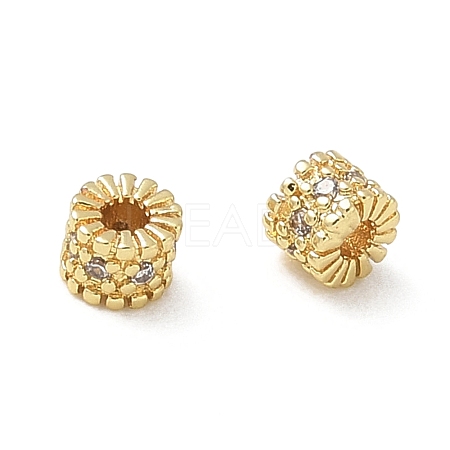Brass Micro Pave Clear Cubic Zirconia Spacer Beads CU-CBAC675-02G-1