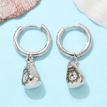 Brass Cubic Zirconia Hoop Earrings EJEW-Q015-02P-B-1