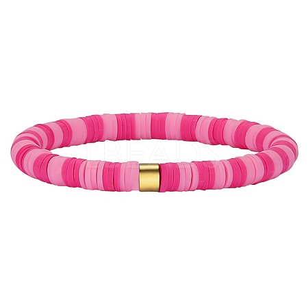Polymer Clay Heishi Surfer Stretch Bracelet with 304 Stainless Steel Beaded BJEW-SW00109-05-1