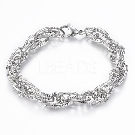 Tarnish Resistant 304 Stainless Steel Rope Chain Bracelets BJEW-K172-10P-1