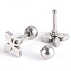 201 Stainless Steel Flower Barbell Cartilage Earrings EJEW-R147-26-2