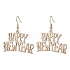 Word Happy New Year Alloy Dangle Earrings for Women EJEW-JE06155-1