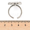 Flower Brass Micro Pave Cubic Zirconia Cuff Rings for Women RJEW-A069-14P-03-5