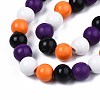 Halloween Spray Painted Natural Wood Beads Strands WOOD-S053-55E-3
