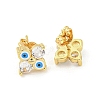 Flower with Evil Eye Real 18K Gold Plated Brass Stud Earrings EJEW-L269-101G-02-2