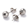 Textured Round Bead 304 Stainless Steel Stud Earring Findings EJEW-O104-01P-A-3