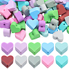 100Pcs 10 Colors Heart Food Grade Silicone Beads SIL-PA0001-09A-1
