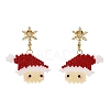 Santa Claus Brass Dangle Stud Earrings EJEW-MZ00498-2