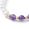 Natural Pearl & Natural Amethyst Beaded Bracelets BJEW-JB05153-02-2