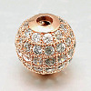 Round Brass Micro Pave Cubic Zirconia Beads LS-ZIRC-N016-01RG-10mm-1