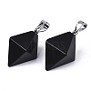Natural Black Stone Double Terminated Pointed Pendants G-S359-093A-2