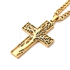 304 Stainless Steel Cross with Tree of Life Pendant Necklaces NJEW-M197-02G-2