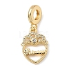 Brass Micro Pave Clear Cubic Zirconia European Dangle Charms KK-D502-09G-1