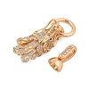 Brass Micro Pave Cubic Zirconia Fold Over Clasps KK-L223-003G-2