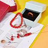 FIBLOOM Dyde Natural Agate Plain Band Rings & Red Jasper Bullet Pendant Necklace & Carnelian Round Beaded Dangle Earrings & Stretch Bracelet SJEW-FI0001-16-4